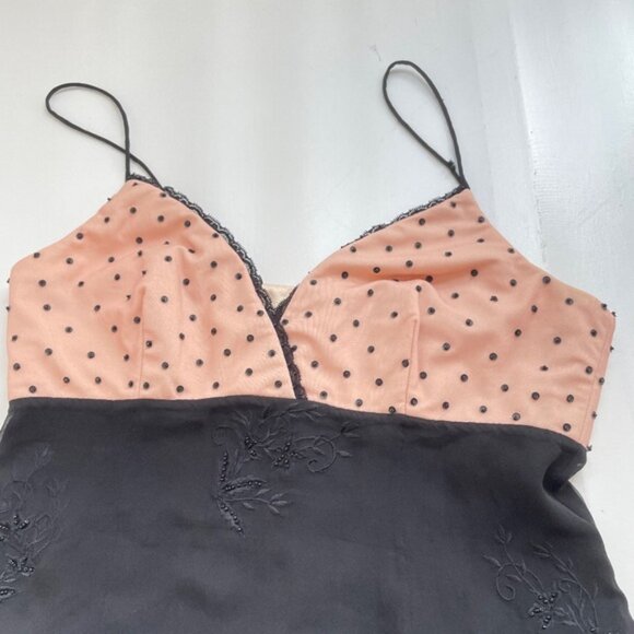 Argenti Silk Babydoll Slip Dress 10 Polka Dot Embroidered Beaded Cocktail Y2K - Picture 6 of 13